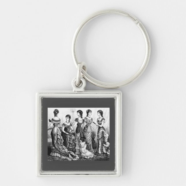 Black And White Victorian Fashions Keychain (Front)
