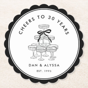 Black and White Vintage Anniversary Paper Coaster