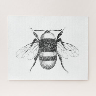 Black and white vintage bee drawing puzzle