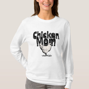 Black and White Vintage Chicken Mom T-Shirt