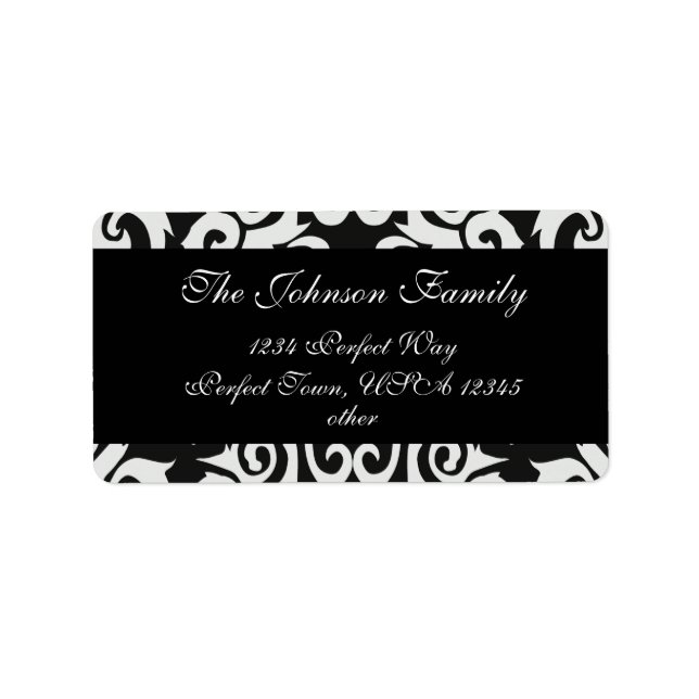 Black and White Vintage Damask Labels (Front)