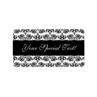 Black and White Vintage Damask Labels