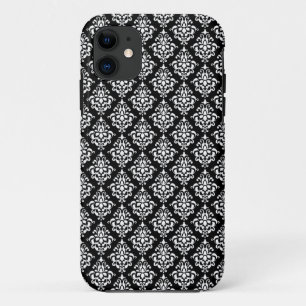 Black and White Vintage Damask Pattern 1 iPhone 11 Case