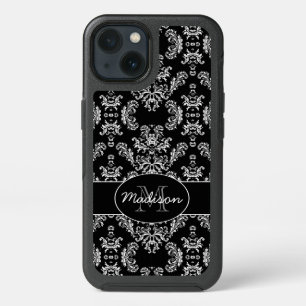 Black and White vintage damask pattern Monogram