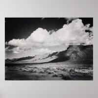 Black and White Vintage Desert Landscape Mountain