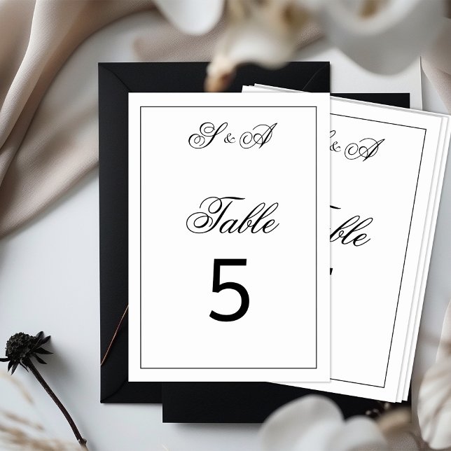 Black and White Vintage Elegance Wedding  Table Number (Creator Uploaded)