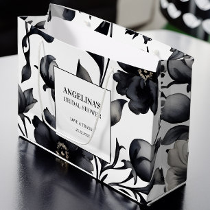 Black and white vintage elegant bridal shower large gift bag