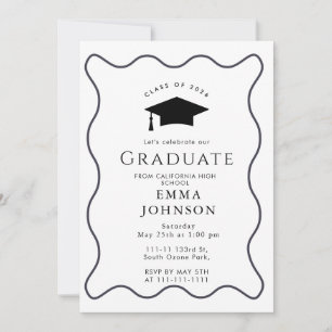 Black and White Vintage Elegant Graduation Party Invitation