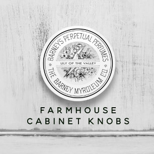 Black and White Vintage Ephemera Perfume  Ceramic Knob