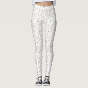 Black and White Vintage Floral Face Line Pattern 1 Leggings
