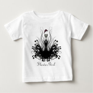 Black and White Vintage Flower Girl  Baby T-Shirt