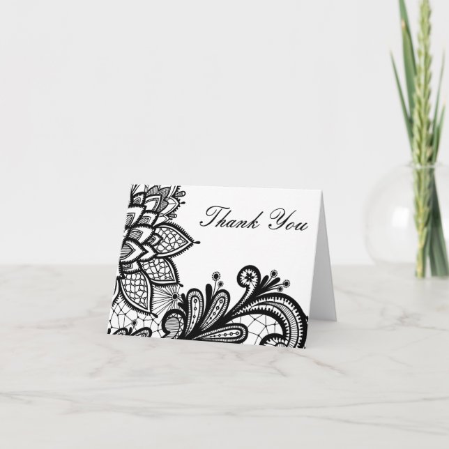 Black and White Vintage Lace | Thank You Card (Front)