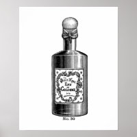 Black and white vintage perfume illustration