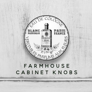 Black and White Vintage Perfumers Floral Cologne Ceramic Knob