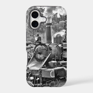 Black and White Vintage Steam Train Engine Case-Ma