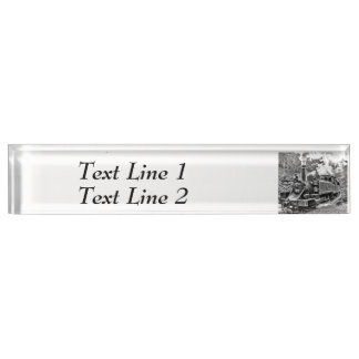 Black and White Vintage Steam Train Engine Nameplate