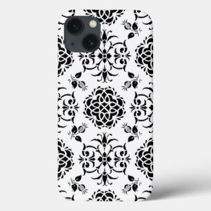 Black and White Vintage Style Damask Pattern iPhone 13 Case