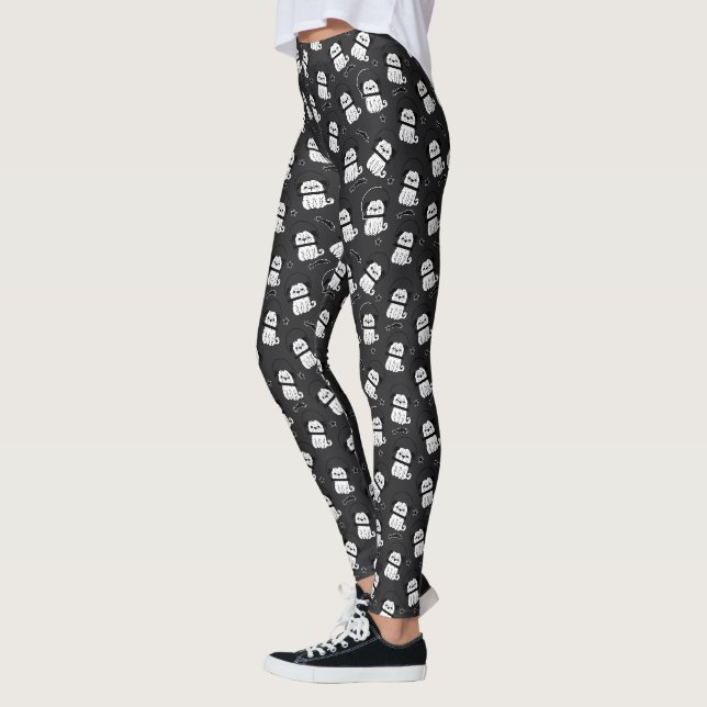 black and white vintage turtle pattern leggings (Left)