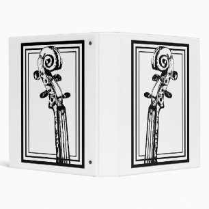 Black and White Violin Scroll with Black Outlines Binder