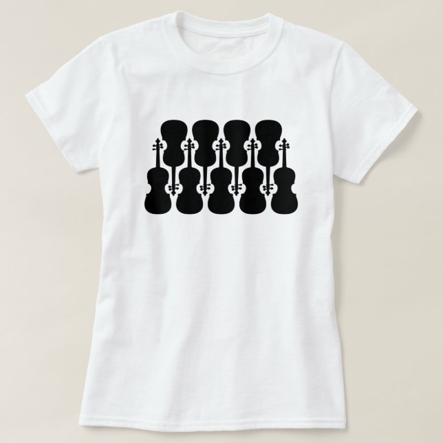 Black and White Violin T-Shirt (Design Front)