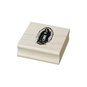 Black and White Virgen de Guadalupe Rubber Stamp