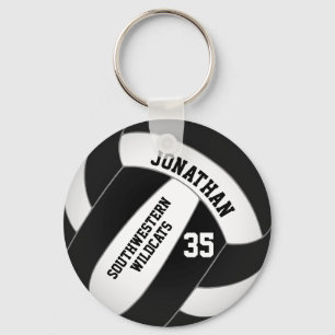 black and white volleyball team colours boys keychain