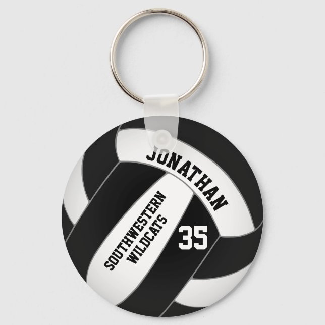 black and white volleyball team colours boys keychain (Front)