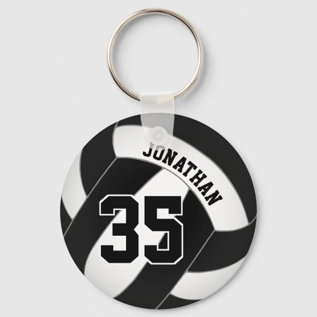 black and white volleyball team spirit keychain (Front)