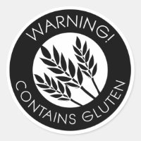 Black and White Warning Contains Gluten Symbol