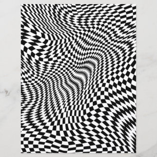 Black and White Warped Checkers Scrapbook Paper