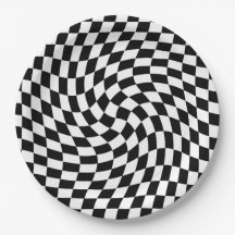 Black and White Warped Chequered Pattern