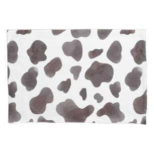 Black and White Watercolor Cow Print  Pillowcase