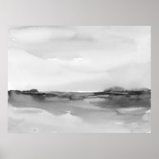 Black and White Watercolor Landscape 2 Poster