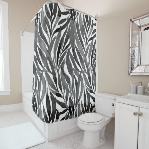 black and white watercolor leaves pattern