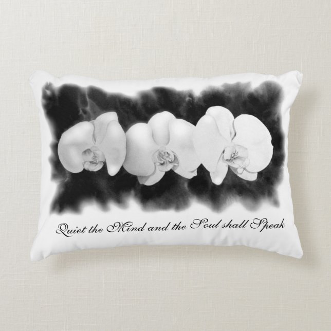 Black and white watercolor orchids accent pillow (Front)