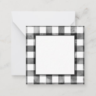 Black and White Watercolor Plaid Card