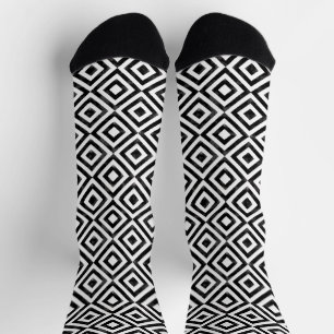 Black and White Watercolor Rhombic Pattern Socks