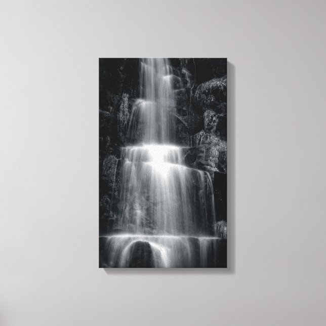 Black and White Waterfall Canvas Print (Front)