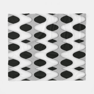 Black and White Wave Fleece Blanket