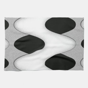 Black and White Wave Kitchen Towel