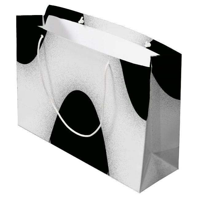Black and White Wave Large Gift Bag (Back Angled)
