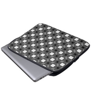 BLack and White Wave Optical Illusion Pattern Laptop Sleeve