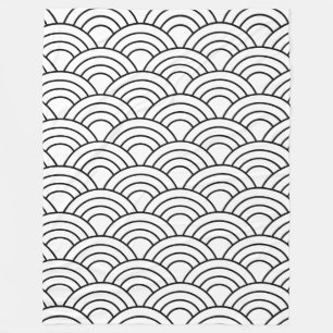 Black and White Wave Pattern Fleece Blanket