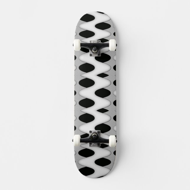 Black and White Wave Skateboard (Front)