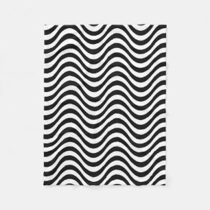 Black and White Waves Fleece Blanket