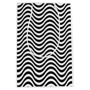 Black and White Waves Medium Gift Bag