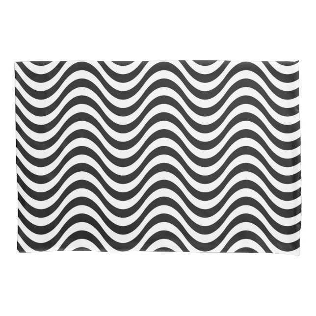 Black and White Waves Pillowcase (Front)