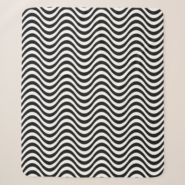Black and White Waves Sherpa Blanket (Front)