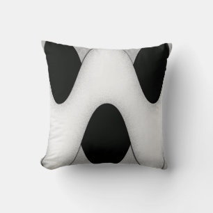 Black and White Waves Throw Pillow