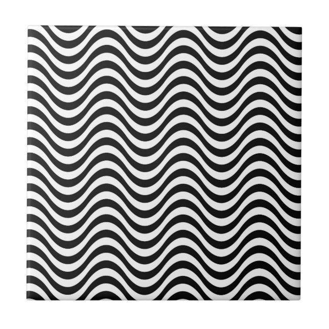 Black and White Waves Tile (Front)
